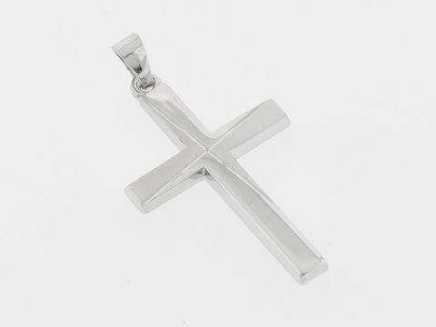 Kreuz Silber Anhnger - modernes Design teilmattiert rhod. diamantiert