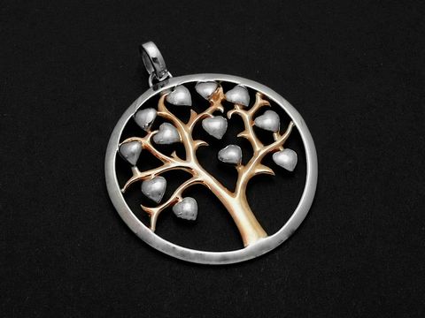 Lebensbaum - Silber Anhnger rhodiniert - Baum aussagekrftig - bicolor