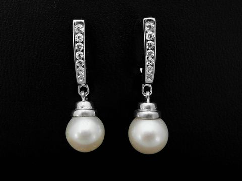 Silber Ohrringe - Perlen - Swasser Zuchtperle & Zirkonia - Ohrhnger