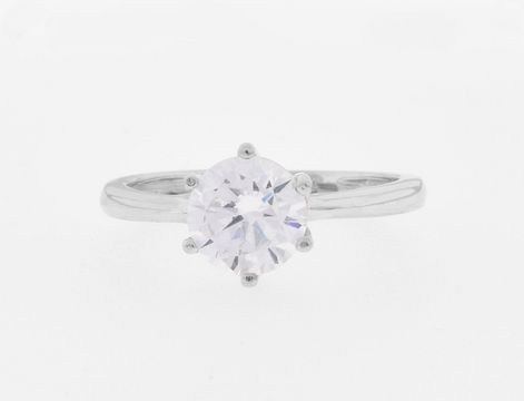 Silber Ring - rhodiniert - Zirkonia klar - elegant - Gr.: 48 - 8,3 mm