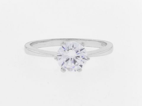 Silber Ring - rhodiniert - Zirkonia klar - faszinierend - Gr.: 64 - 7,6 mm