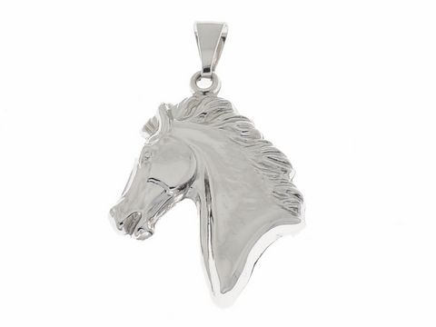 Anhnger Pferdekopf - Silber rhodiniert - plastisch 3D