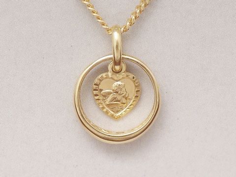 Taufring und Schutzengel - Herz - 925 Silber vergoldet - Saphir