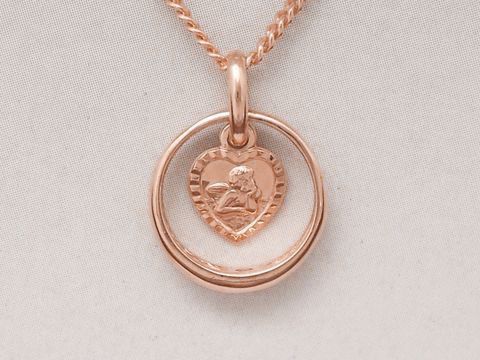 Taufring und Schutzengel - Herz - 925 Silber ros vergoldet - Saphir
