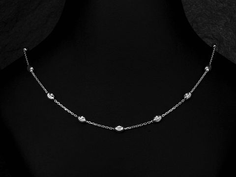 Silber Kette - Anker diamantiert - rhodiniert - Ovale Elemente - 45 cm