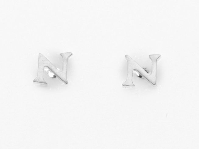 Ohrringe Ohrstecker - Buchstabe N - Silber 925 - Initialien