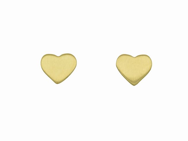 Ohrringe - Ohrstecker Herz flach - Sterling Silber - Gelbgold vergoldet