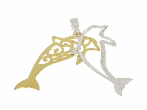 Anhnger Delfin - Silber teilvergoldet - tierisch - strahlend