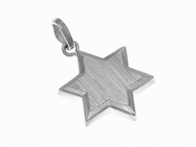 Anhnger Stern - Silber - poliert + diamantiert - schlicht
