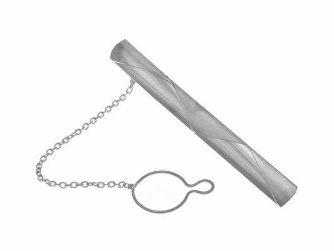 Krawattenklammer mit Knopfkette - Sterling Silber - teilmattiert - aussergewhnlich