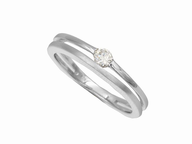 Ring elegant - 925 Sterling Silber - teilmattiert - rhodinert - Zirkonia - Gr. 48