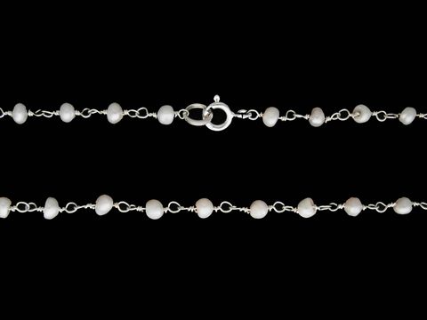 Perlenkette 3,6 mm Perlenkettchen - 23 cm - Silber Fukettchen - Zuchtperlen - Federring