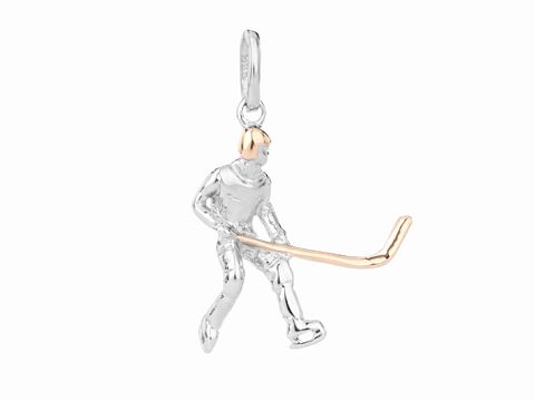 Eishockey Spieler Anhnger - modern - Silber - rhodiniert - bicolor