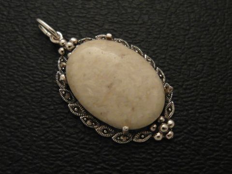 Cabochon - Riverstone - Silber Medaillon Anhnger