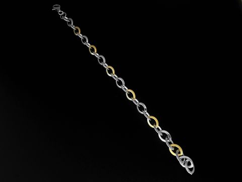 Armband Weitanker - Silber bicolor - 19 cm - vergoldete Elemente mattiert