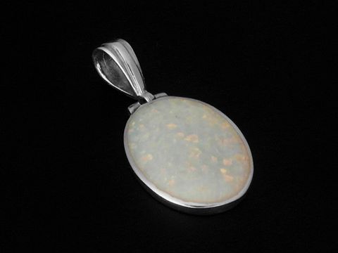 Silber Anhnger - Oval - synthetischer Opal - hinreiend