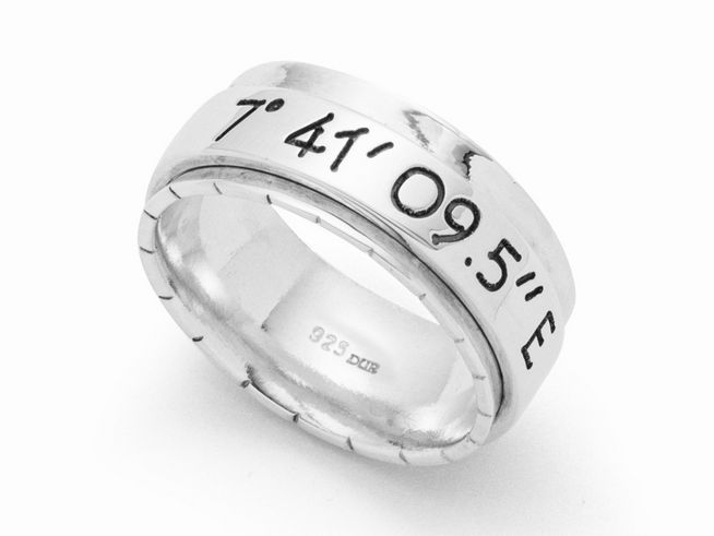 DUR Ring - LieblingsOrt - Koordinaten Individuell - R5001.54 - Sterling Silber rhodiniert - Gr. 54