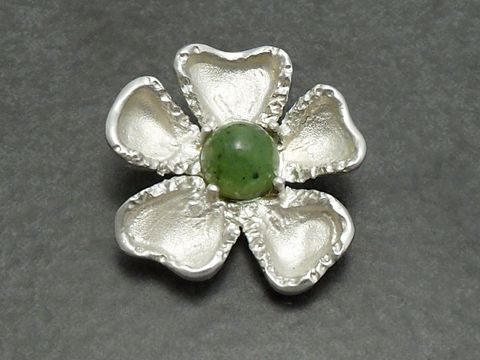 Silber Anhnger - ECHT Jade Grn - Blumen Design