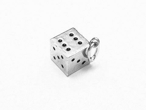 Silber Anhnger Wrfel gro - Spiel Glck Cube 123456