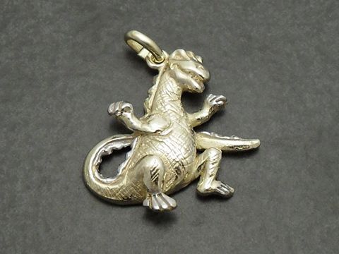 Gold auf Silber Anhnger -Dinosaurier 3D- Dino