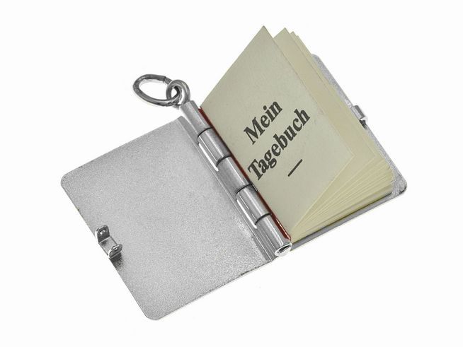 Silber Anhnger -kleinste Tagebuch- mit echten Seiten