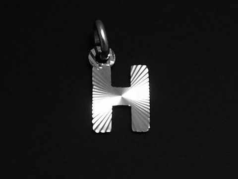 H - Silber Anhnger Buchstaben -Druck- Diamantschliff