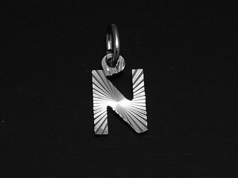 N - Silber Anhnger Buchstaben -Druck- Diamantschliff