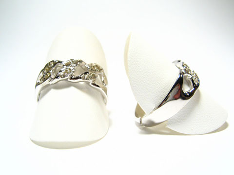 Designer Silber Ring rhodiniert -Steine- in weiß