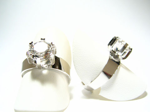 Silber Ring rhodiniert -Stein- in weiß gefasst