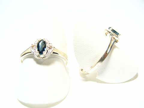 Silber Ring -Steine- in weiß & blau gefasst