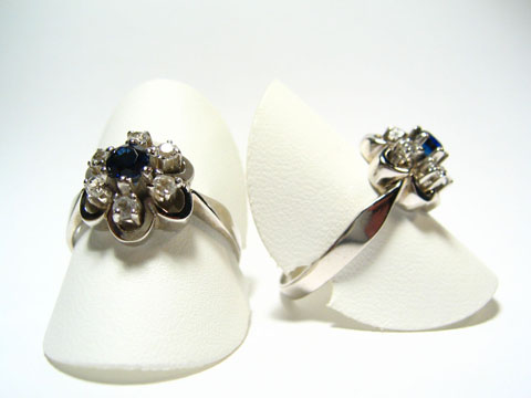 Silber Ring rhodiniert -Steine- in wei & blau