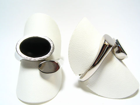 Silber Ring rhodiniert -Echt Onyx- in schwarz