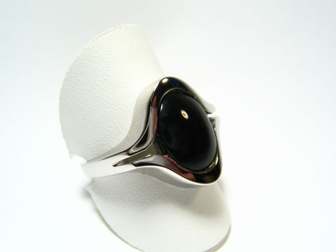 Feiner Designer Silber Ring rhodiniert Onyx in schwarz
