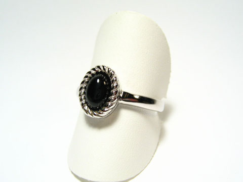 Feiner Designer Silber Ring rhodiniert Onyx 70er