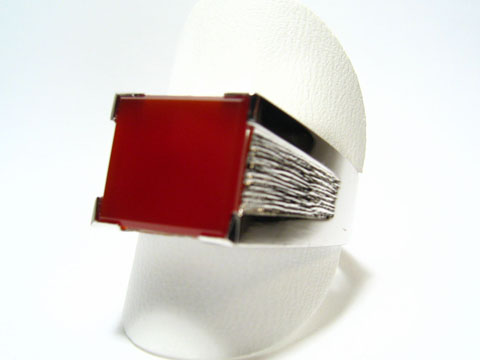 Silber Ring rhodiniert -1,1x1,2cm Karneol- in rot braun