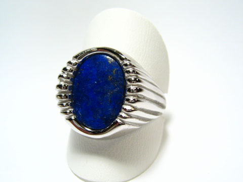 Silber Ring rhodiniert -1 x 1,4 cm Sodalith- in blau