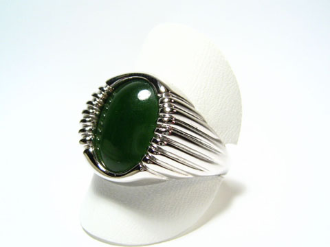 Silber Ring rhodiniert -1 x 1,4 cm Jade- in grn
