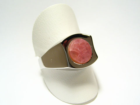 Silber Ring rhodiniert -Rhodochrosit- in rosa
