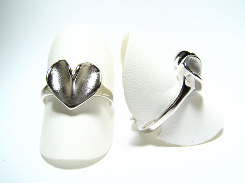 Silber Ring rhodiniert -Herzform- verstellbar
