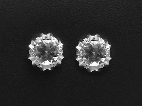 Silber Ohrringe - 9 x 9 mm- gefasster Stein