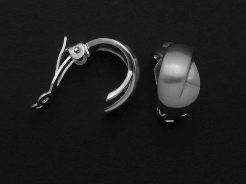 Silber CLIP Ohrringe matt + poliert - Sterling Silber