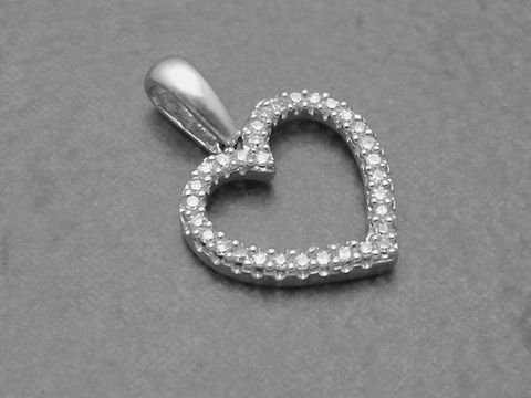 Anhnger - Herz - Sterling Silber rhod. - romantisch - Diamant