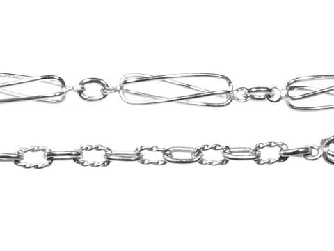 Lange Silberkette 90 cm - mit Elementen - rhod. DESIGN
