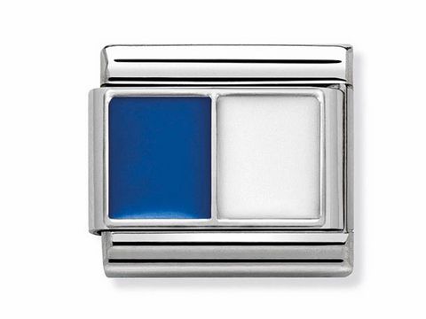 Nomination 330209 20 - Composable Classic Symbole - Edelstahl - Emaille + Silber - Flagge hellblau-wei