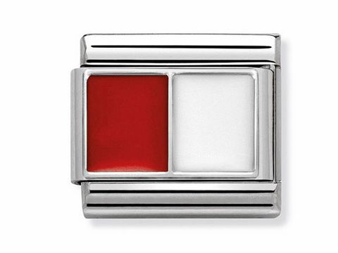 Nomination 330209 24 - Composable Classic Symbole - Edelstahl - Emaille + Silber - Flagge rot-wei