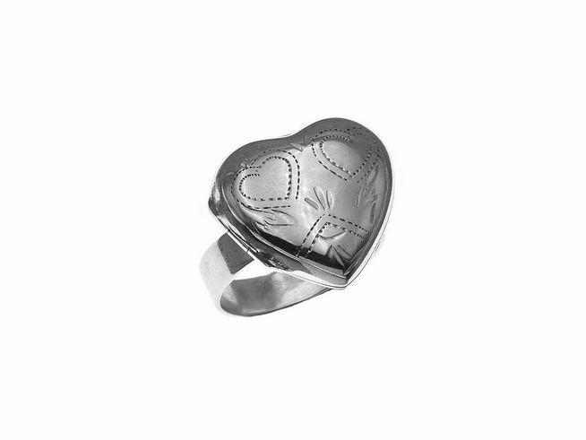 Medaillon Ring - HERZ - Sterling Silber - Medaillonring - Gr. 59