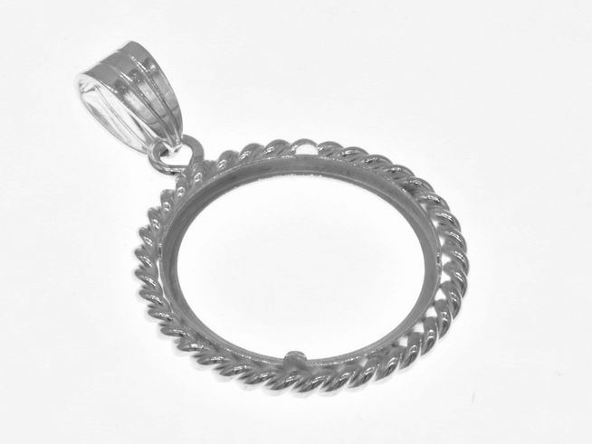 Mnzfassung Anhnger - Kordel - 20 mm max. Mnzen Durchmesser - 925 Sterling Silber