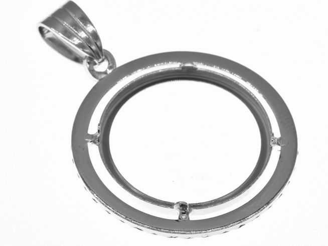 Mnzfassung Anhnger - diamantiert - 20 mm max. Mnzen Durchmesser - 925 Sterling Silber rhodiniert