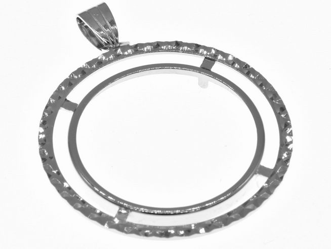 Mnzfassung Anhnger - diamantiert - 29 mm max. Mnzen Durchmesser - 925 Sterling Silber rhodiniert