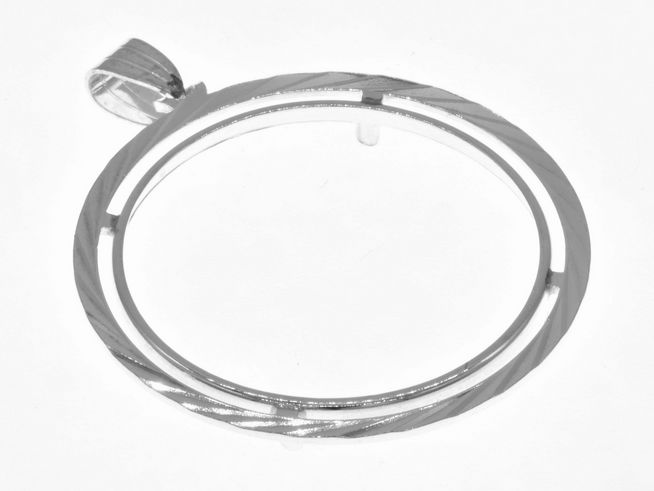 Mnzfassung Anhnger - Diamantschliff - 34 mm max. Mnzen Durchmesser - 925 Sterling Silber